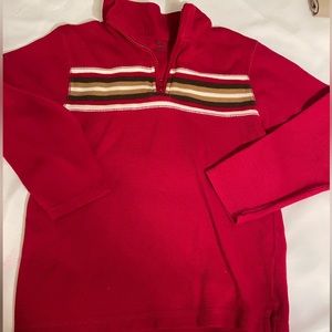 GYMBOREE Boys Red LG‎ sleeve casual shirt size 10 w/black cream stripes 3/4 zip